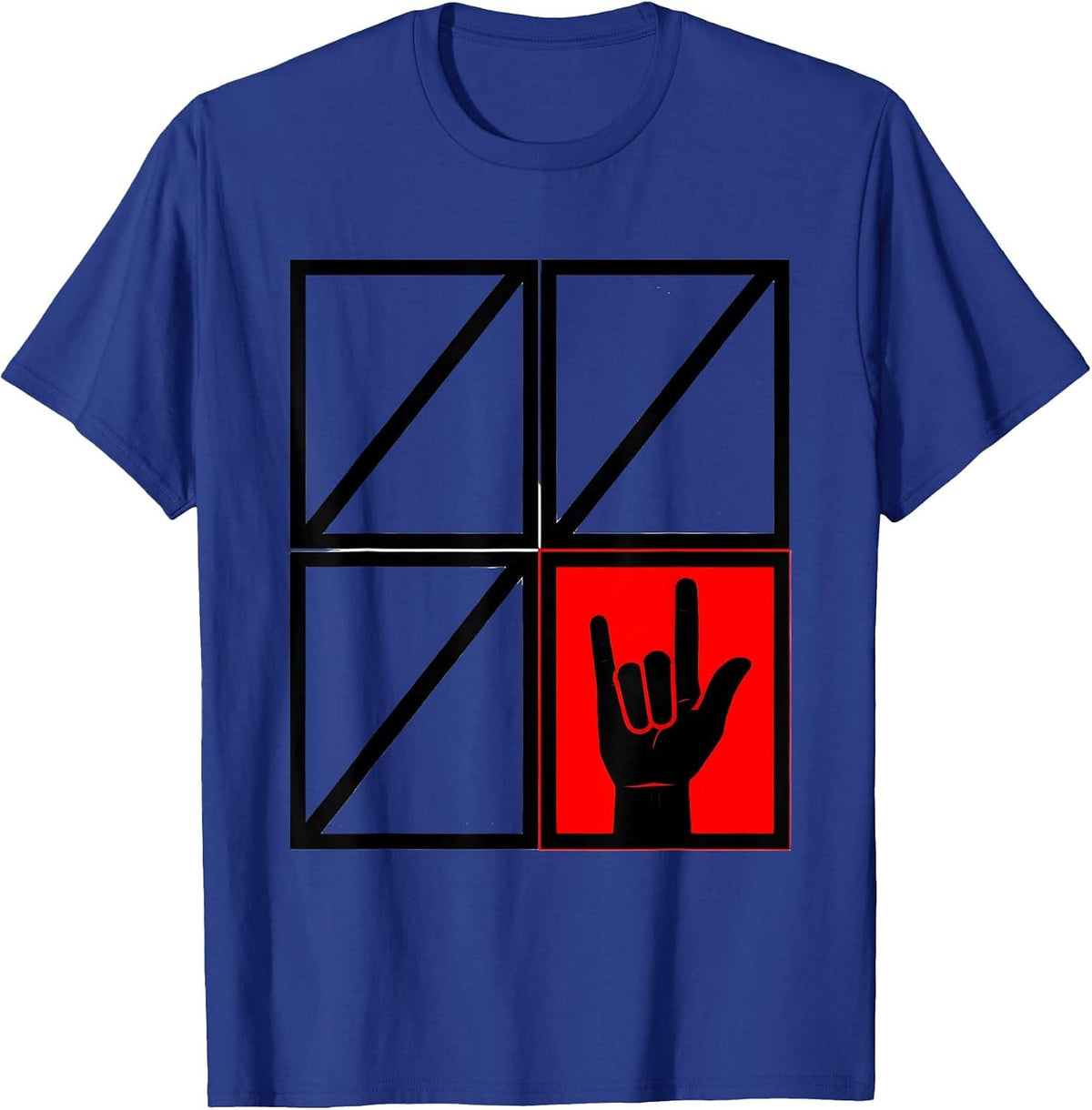 Men's ASL Numeral One Handshape Geometric Deaf Awareness T-Shirt - Royal Blue