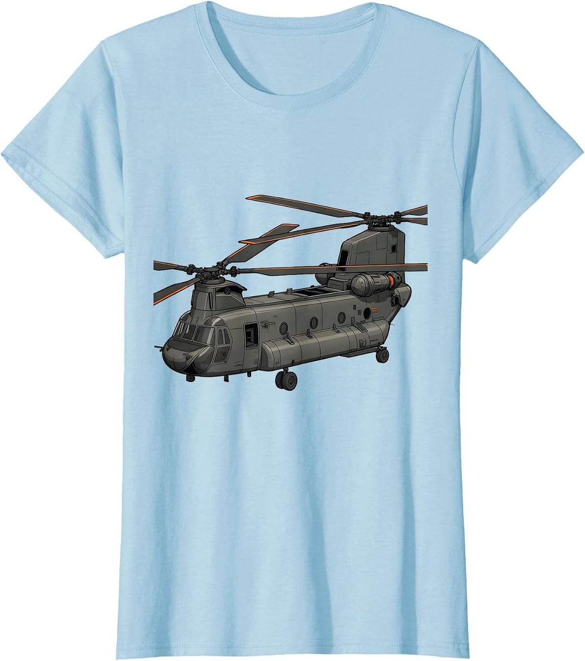 Women's Exploded Tandem-Rotor Helicopter Military Enthusiast T-Shirt - Baby Blue