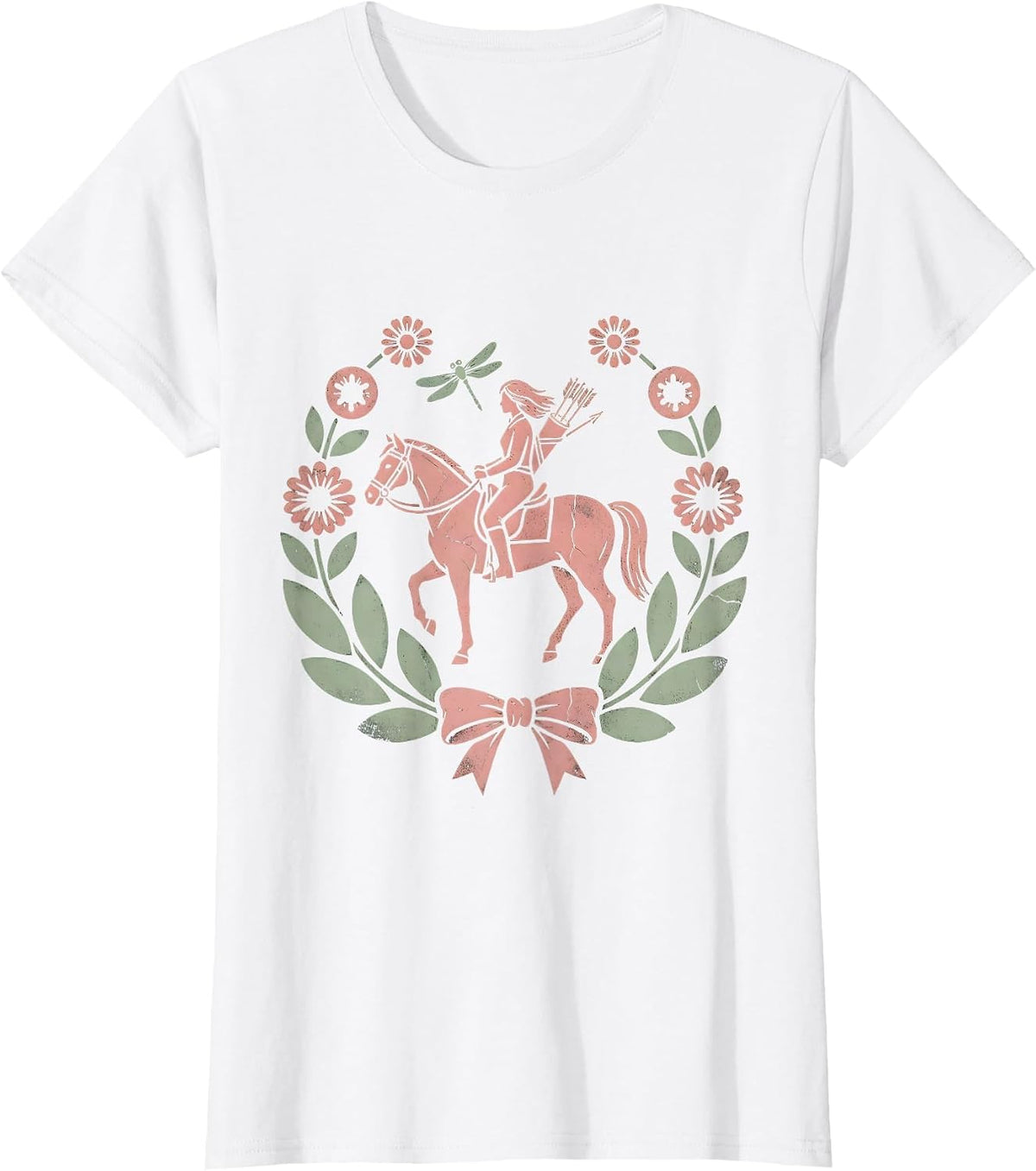 Horseback Archer Western Cowboy Riding Graphic T-Shirt - White