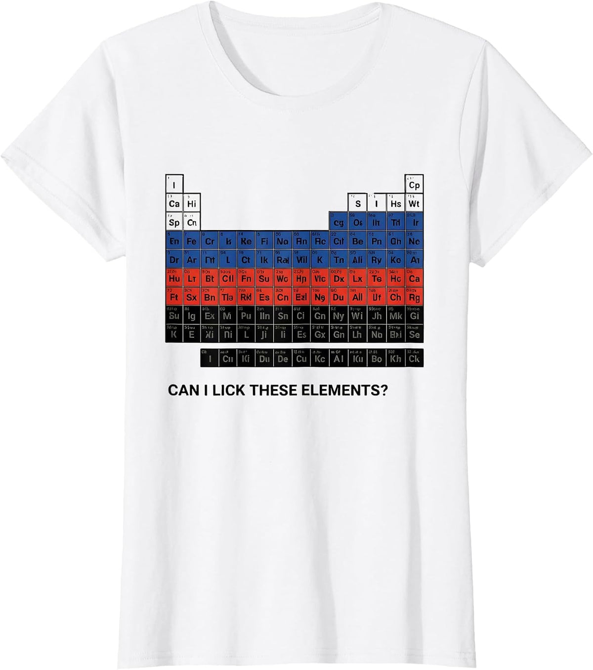 Women's Can I Lick These Elements Funny Periodic Table Science T-Shirt - White