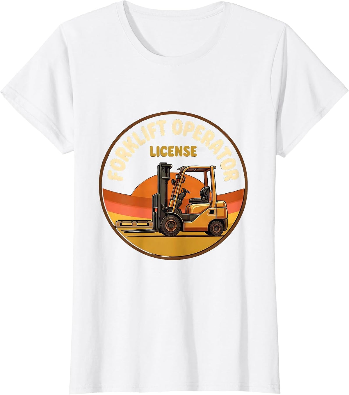 Women's Forklift Operator License Retro Funny Forklift Driver T-Shirt - White