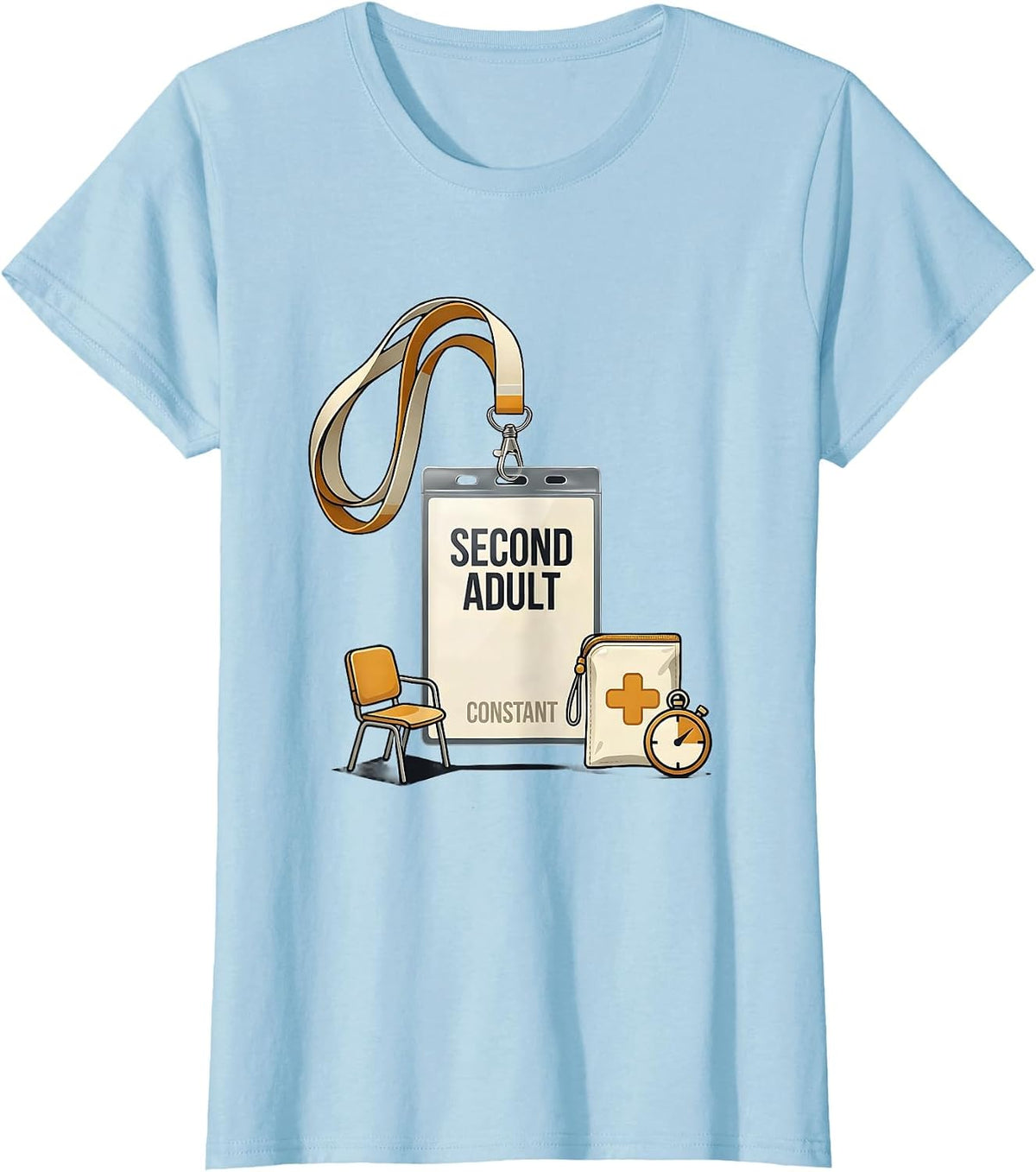 Women's Second Adult Constant Editorial Conceptual Paraeducator Back T-Shirt - Baby Blue