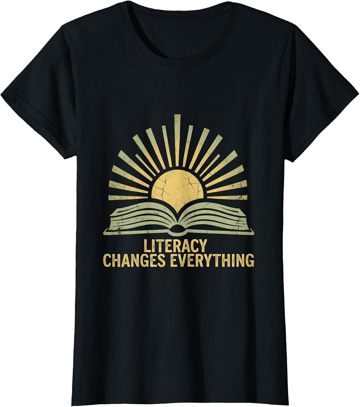 Literacy Changes Everything Reading Teacher Design T-Shirt - Black