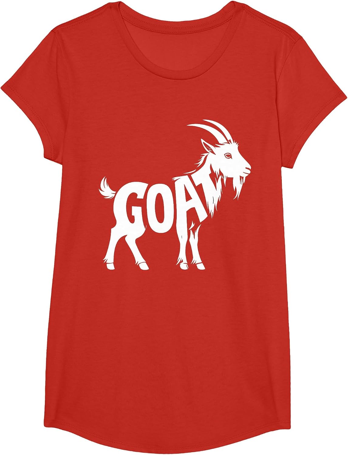 Silhouette Farm Animal Simple Graphic Funny Artistic Goat T-Shirt - Girls Red