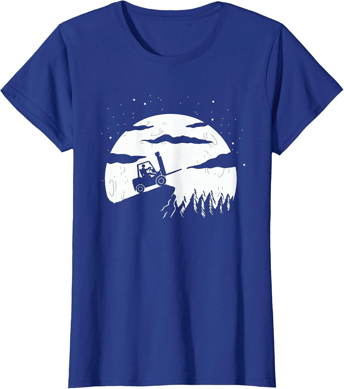 Forklift Driver | Moon Background | Funny Fork-Lift Truck T-Shirt - Royal Blue