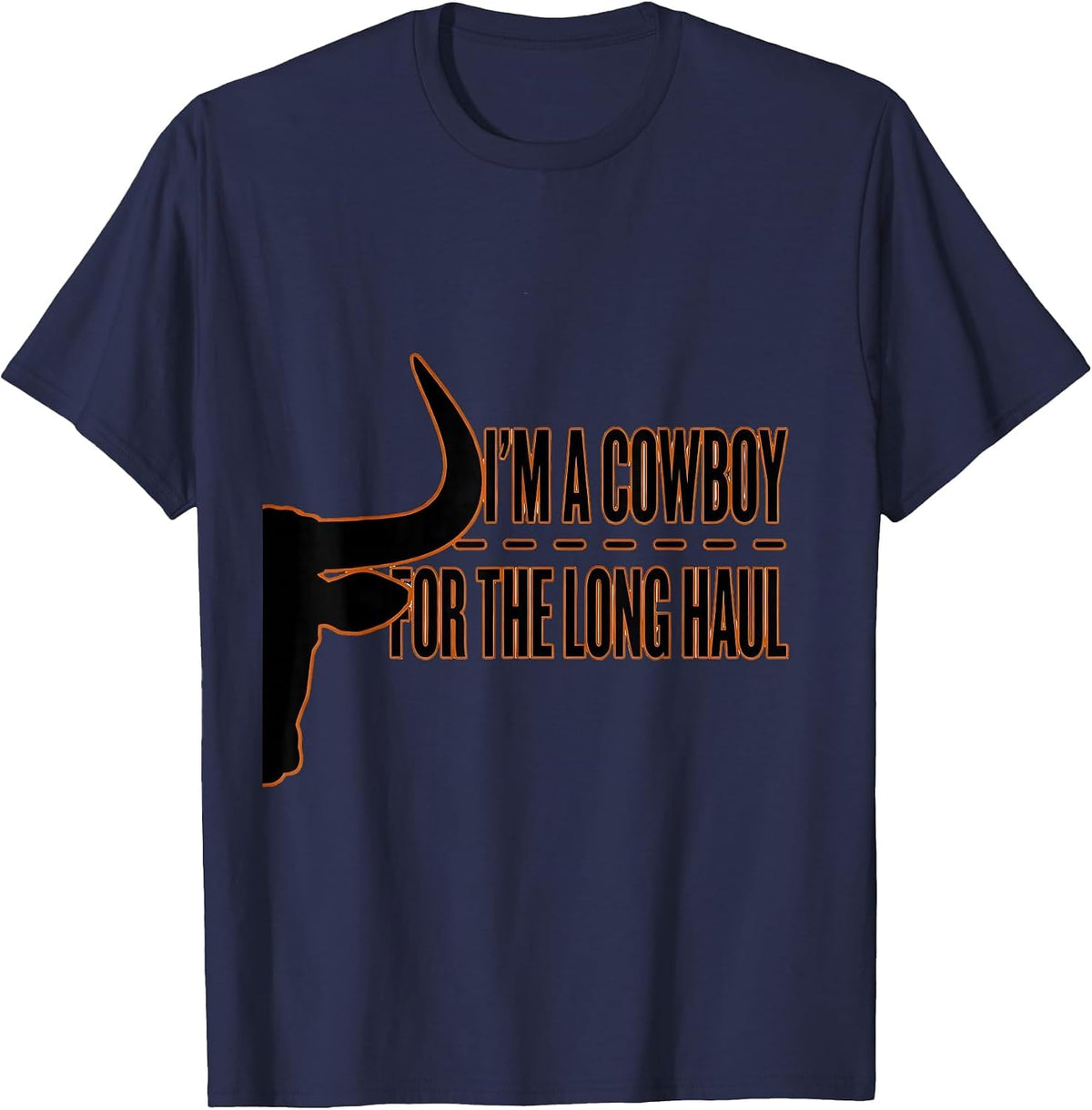 Men's I'm A Cowboy For The Long Haul Minimalist Western Pride T-Shirt - Navy Blue