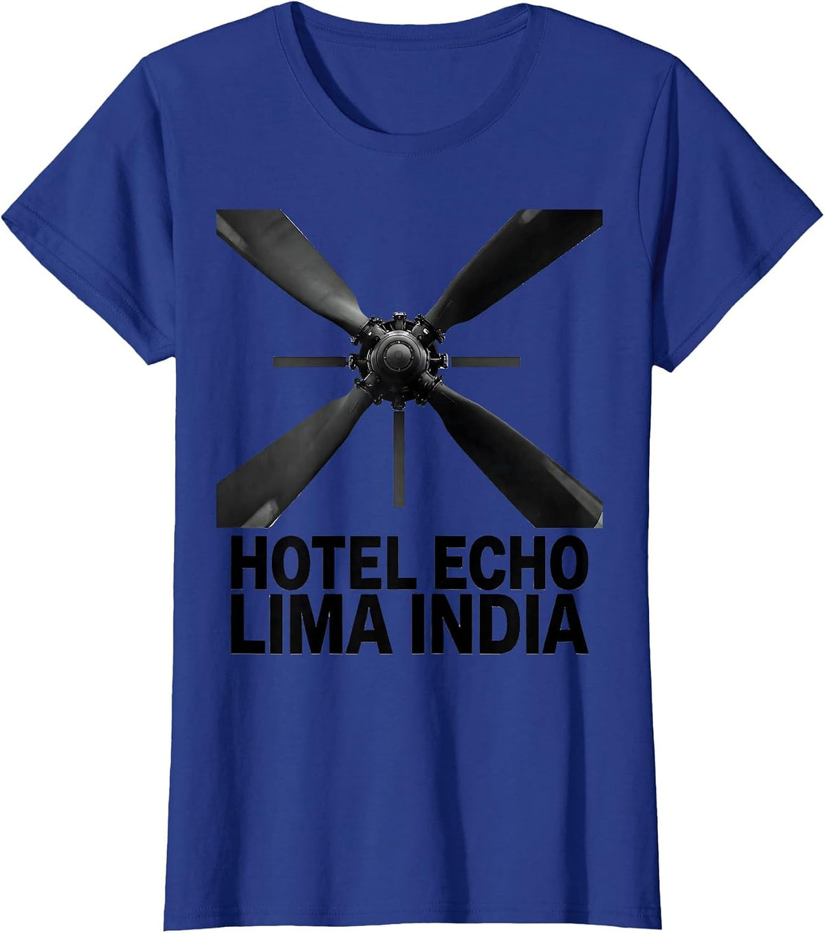 Women's Hotel Echo Lima India Monochromatic Phonetic Alphabet Pilot T-Shirt - Royal Blue