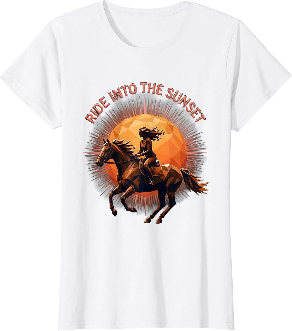 Women's Ride Into the Sunset Western Cowgirl Design T-Shirt - White
