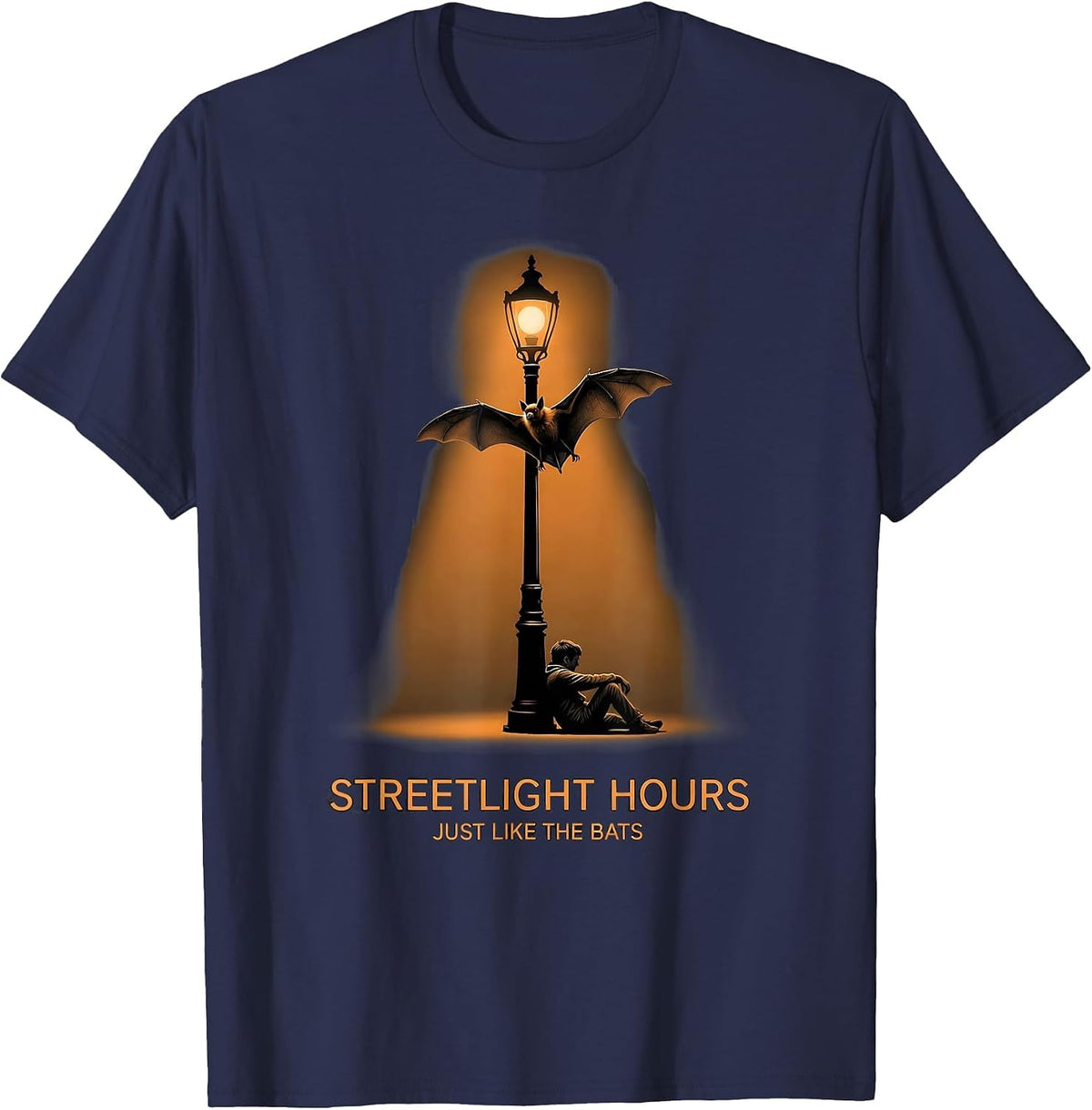 Streetlight Hours, Just Like The Bats Funny Bat Lover T-Shirt - Navy Blue