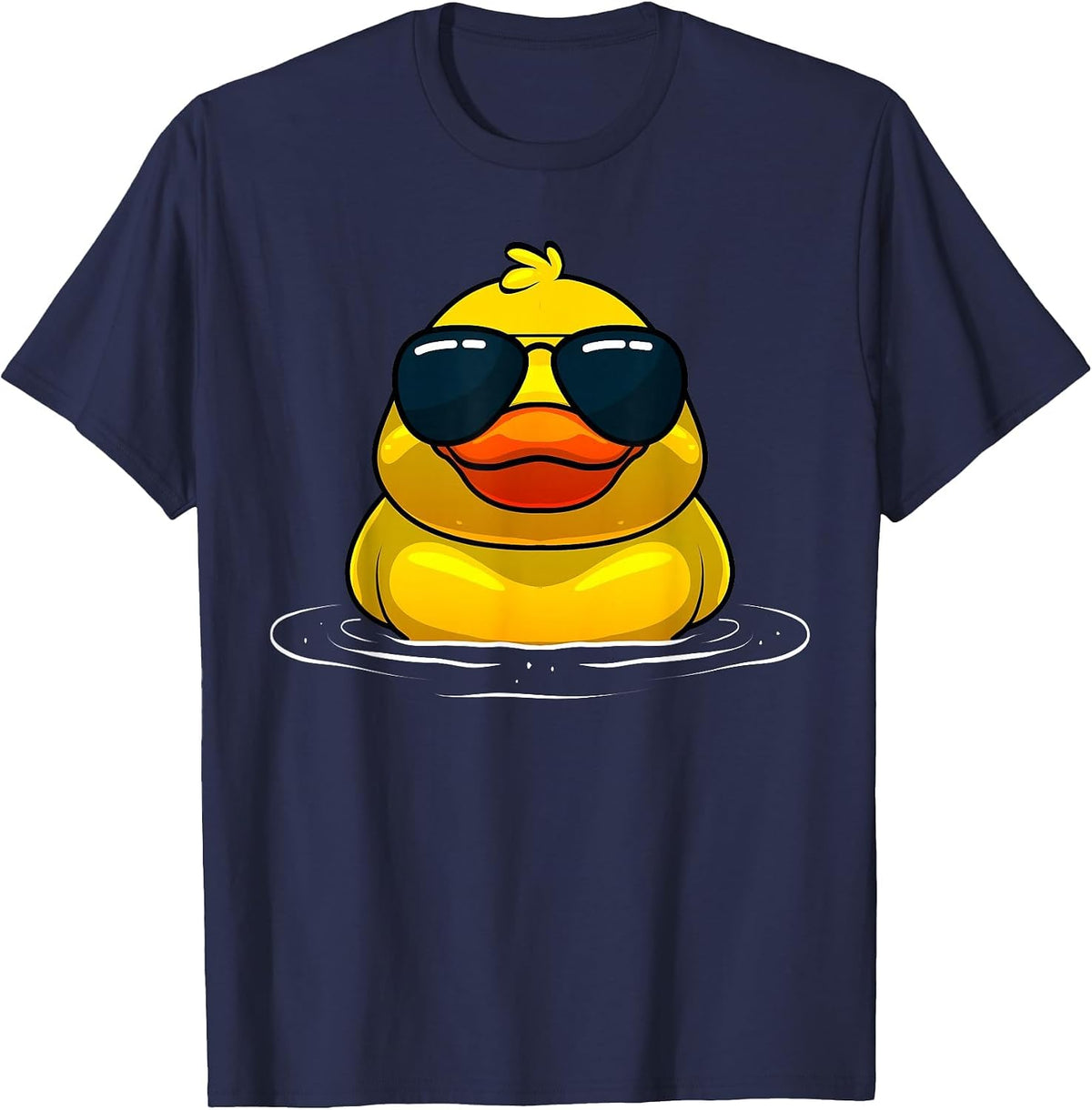 Cool Duck for Men Women Kids Rubber Duck Lovers Sunglasses T-Shirt - Navy Blue