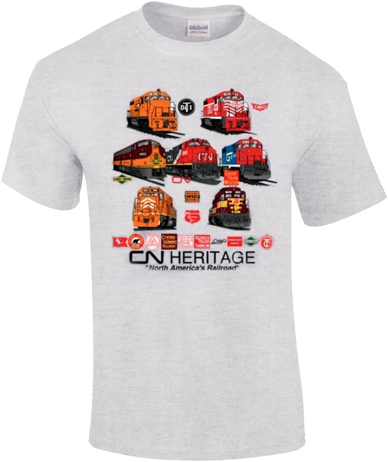 Canadian National Heritage Authentic Railroad T-Shirt Tee Shirt - Grey