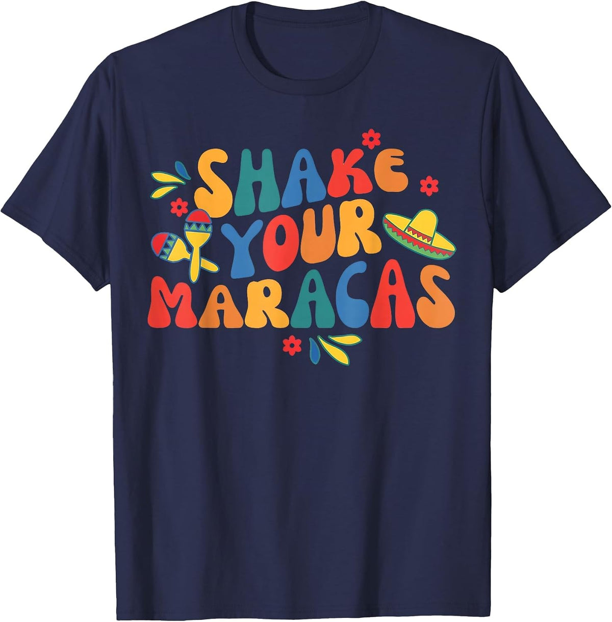 Groovy Shake Your Maracas Final Fiesta Bachelorette Party T-Shirt - Navy Blue