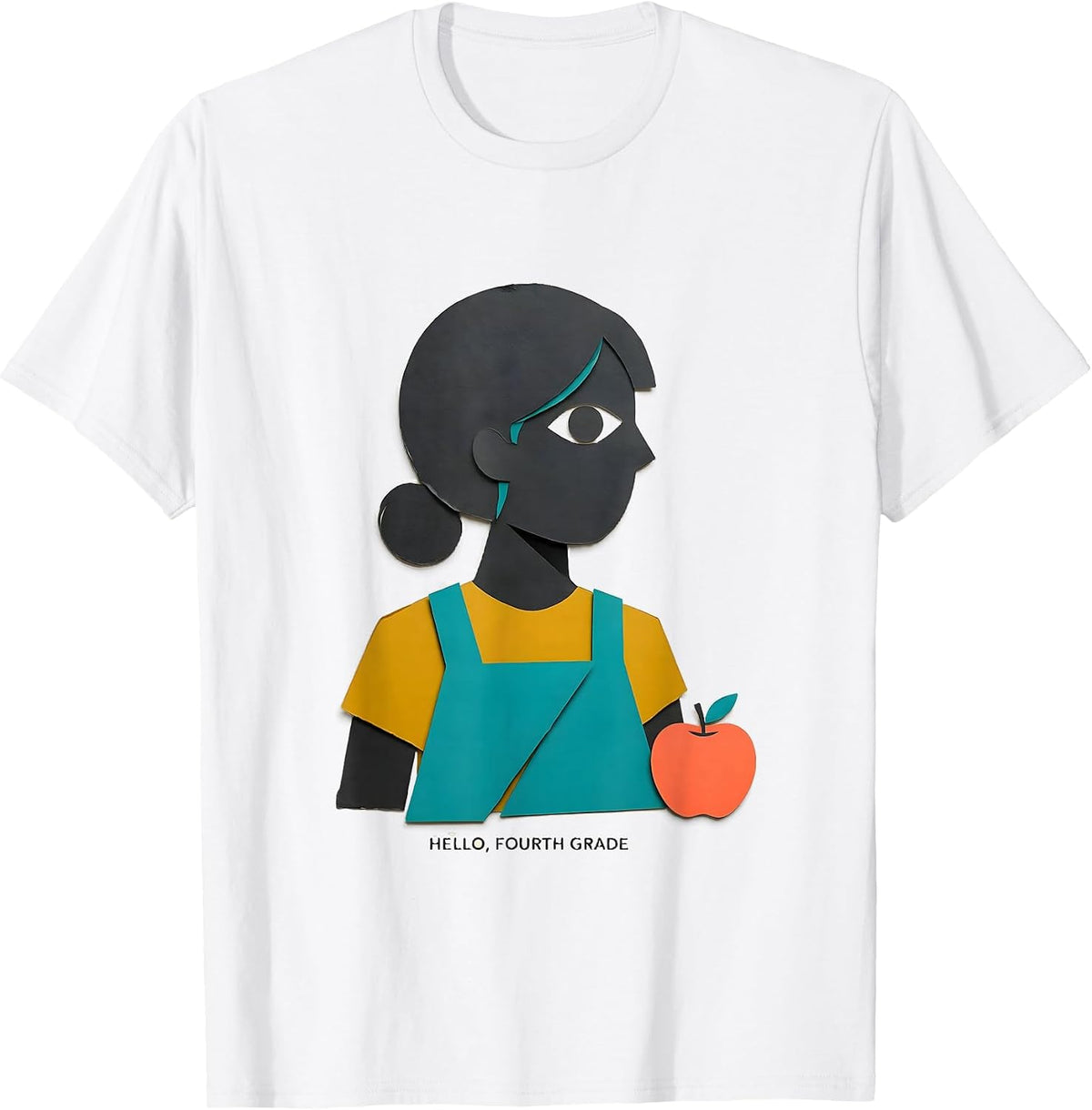Men's Hello, Fourth Grade Midcentury Modern Back To School Girl T-Shirt - White