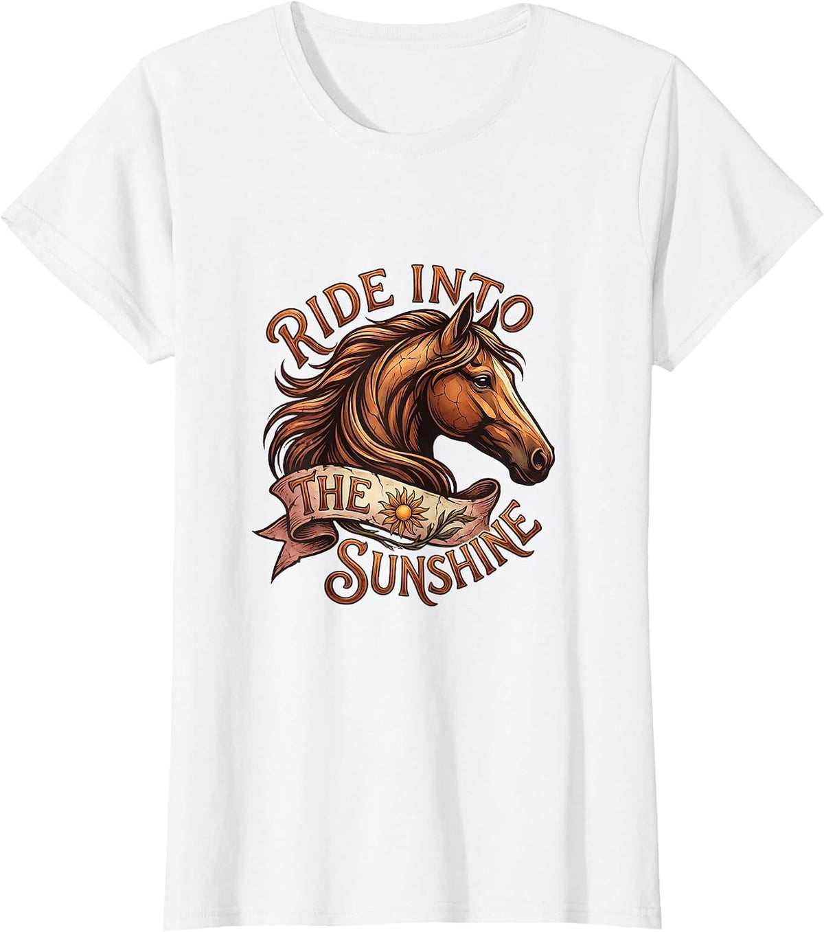 Ride Into the Sunshine Horse Lover Summer Design T-Shirt - White
