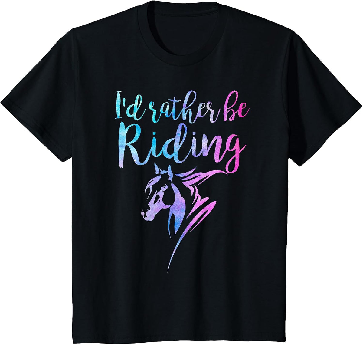 Horse I'd Rather Be Riding Horseback Equestrian Rider T-Shirt - Black