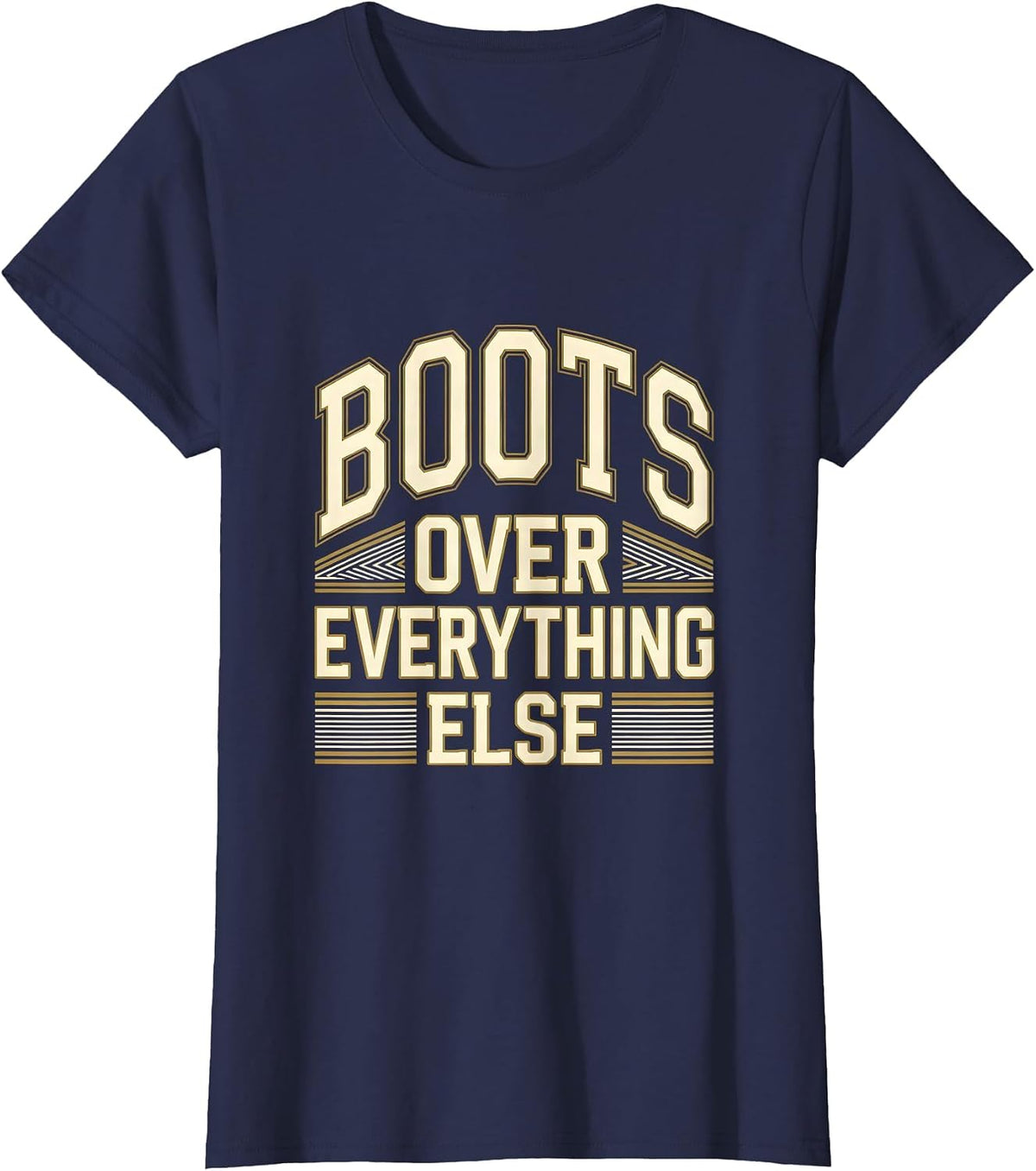Women's Boots Over Everything Western Design T-Shirt - Navy Blue