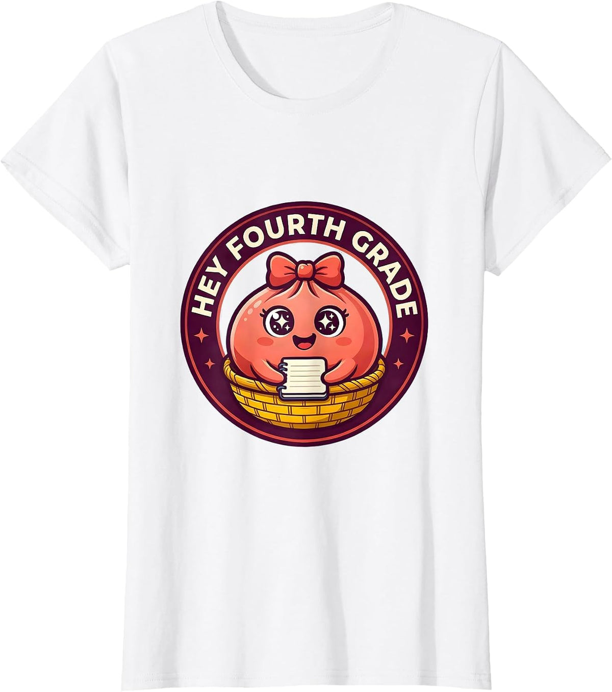 Women's Hey Fourth Grade Cute Dumpling Kawaii Back to School Girl T-Shirt - White