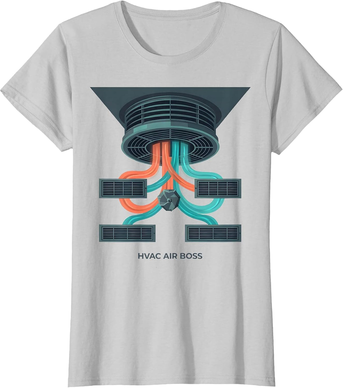 HVAC Air Boss Funny HVAC Technician Dad Gift T-Shirt - Silver Grey