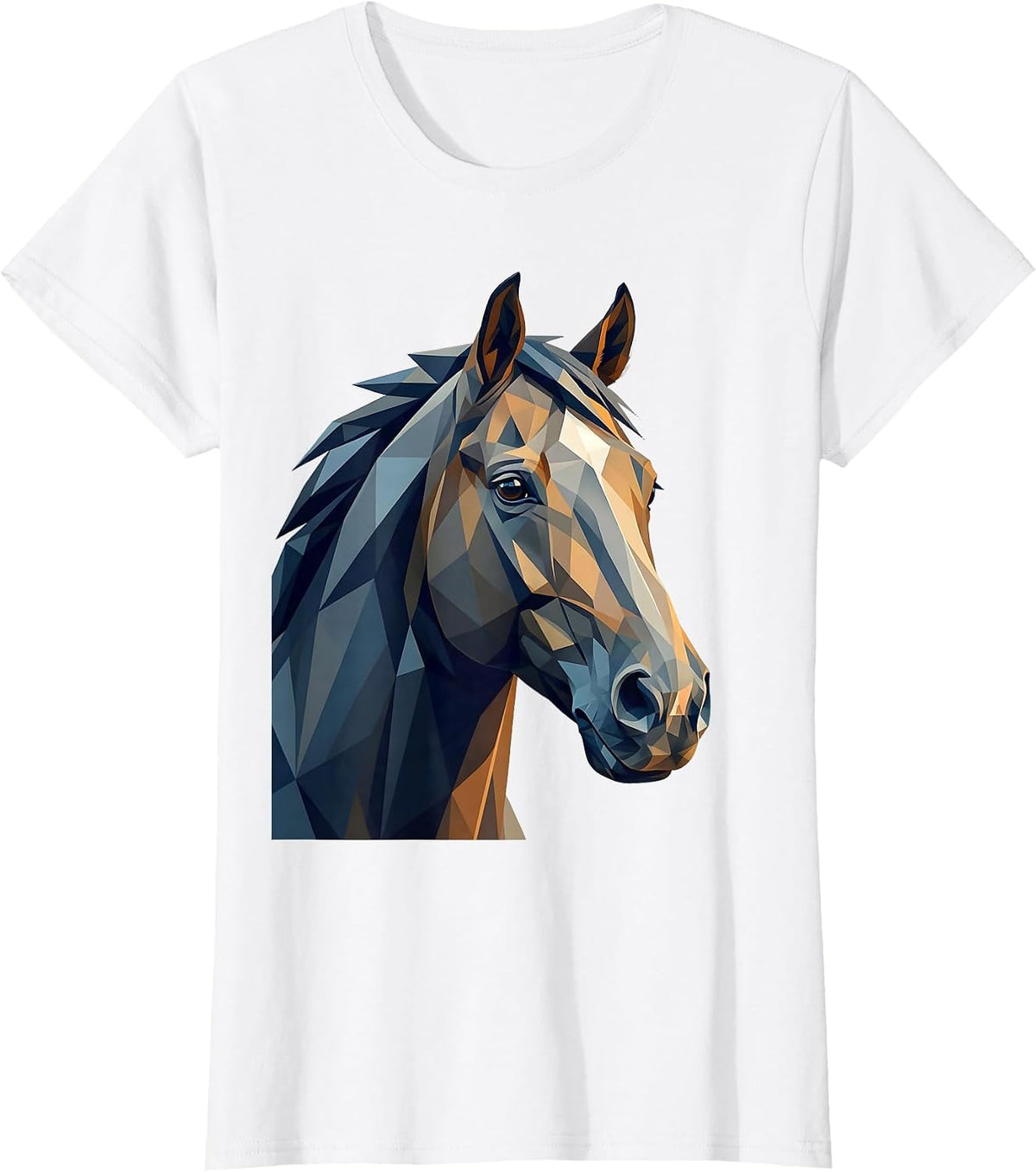 Geometric Low-Poly Horse Head Portrait T-Shirt - White