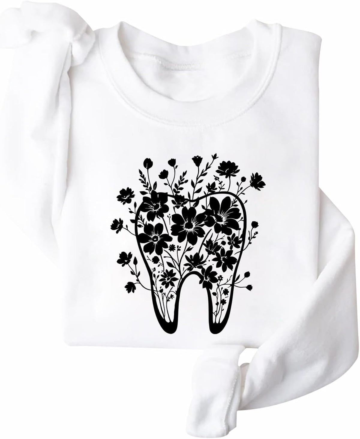 Florals Tooth Sweatshirt Dental Assistant Sweatshirt - White