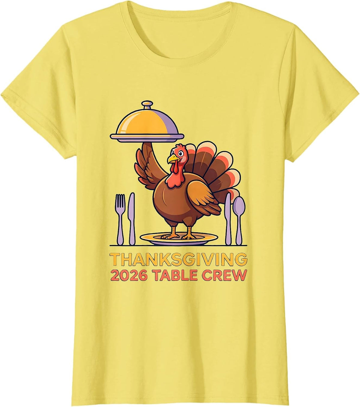 Thanksgiving 2026 Table Crew Family Crew Matching T-Shirt - Lemon Yellow