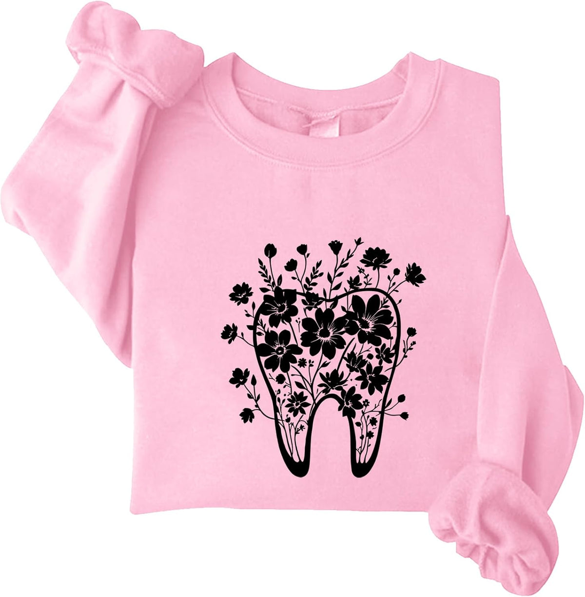 Florals Tooth Sweatshirt Dental Assistant Sweatshirt - Pink