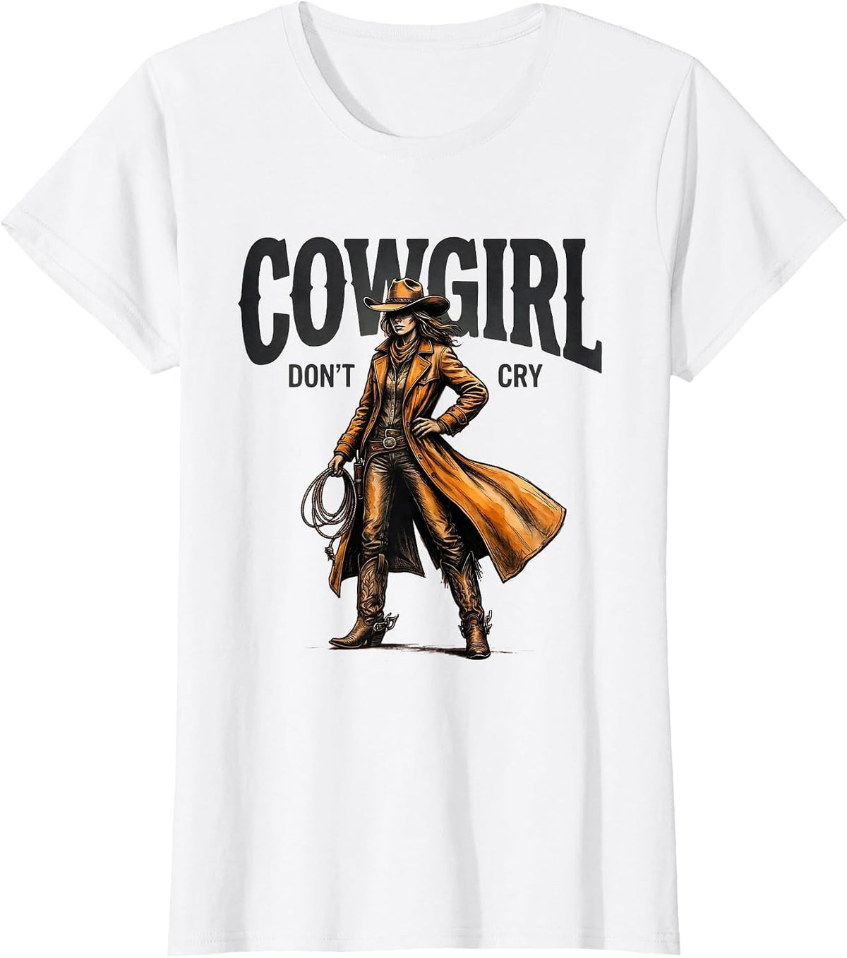 Cowgirl Dont Cry Western Spirit Design T-Shirt - White