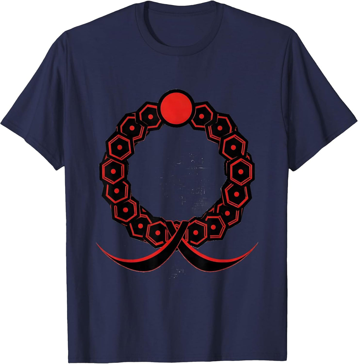 Circular Molecular Ring Geometric Science Nerd Humor T-Shirt - Navy Blue