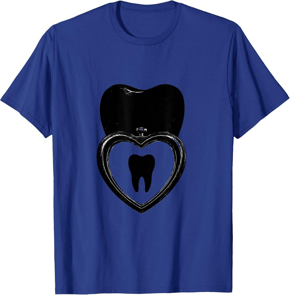 Men's Oversized Molar Heart Locket Dental Professional Humor T-Shirt - Royal Blue