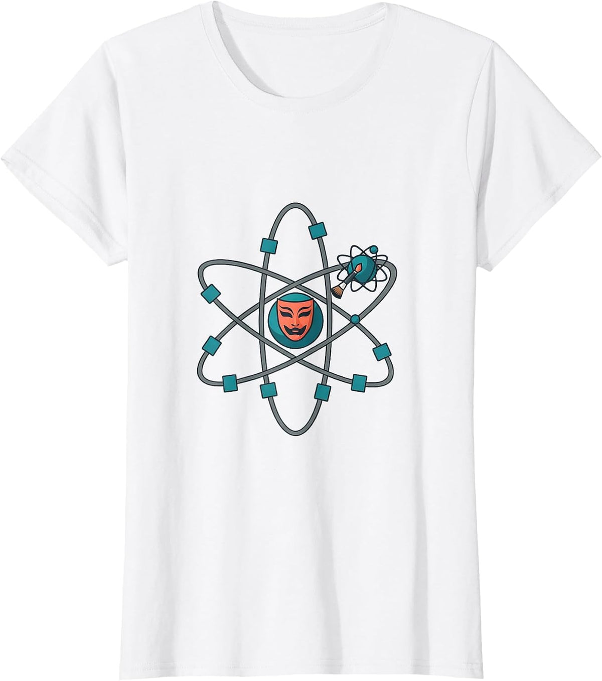 Atom Makeup Mask Science Nerd Humor Gift T-Shirt - White