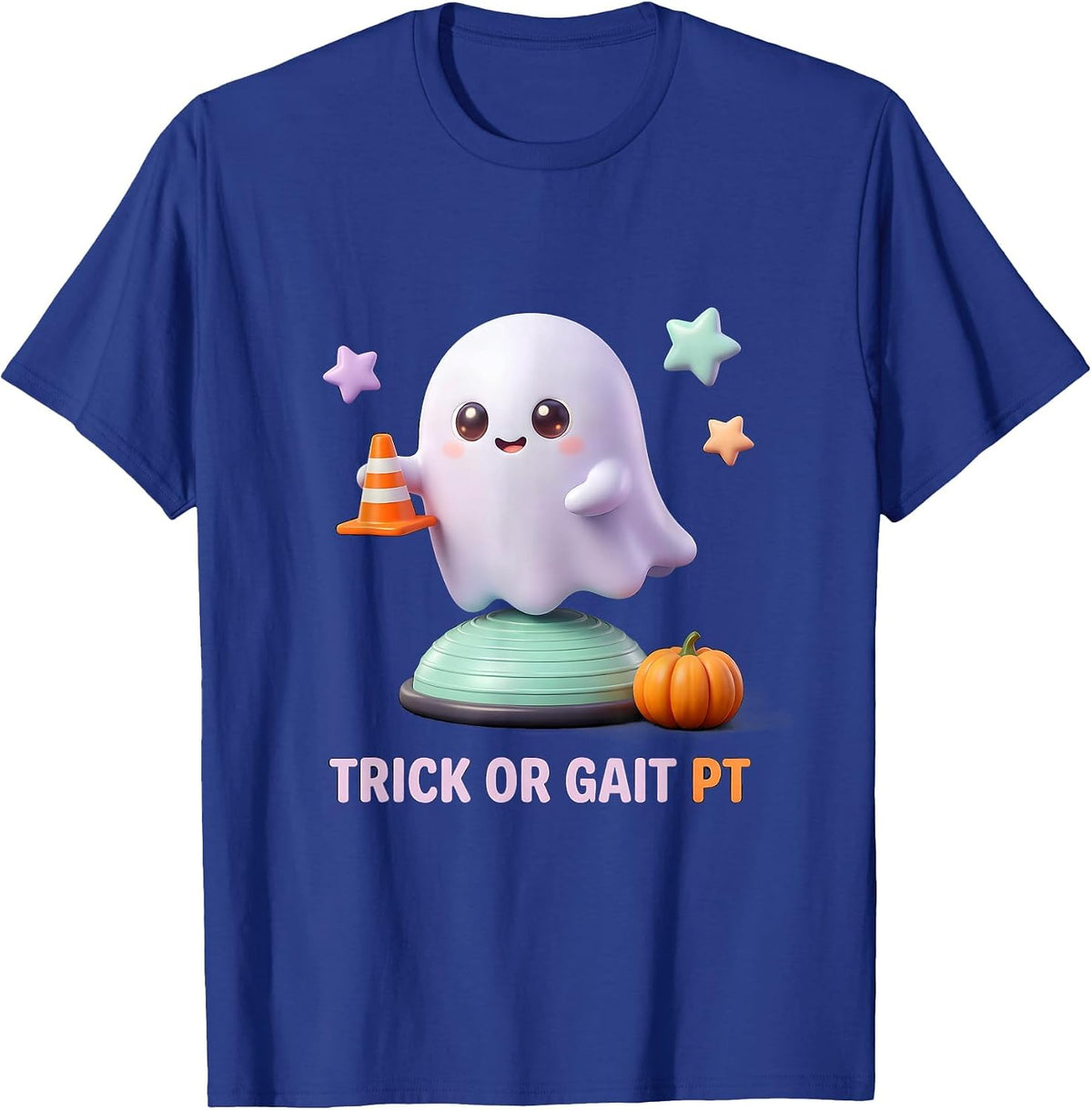 Men's Trick Or Gait PT Cute Kawaii Therapy Ghost Halloween T-Shirt - Royal Blue