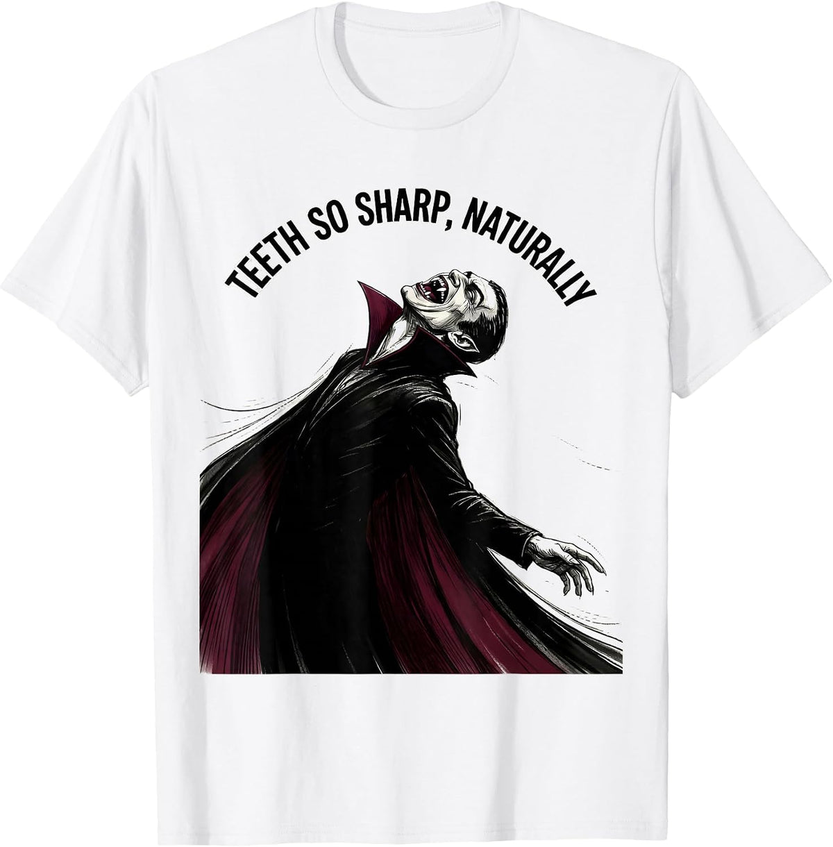 Men's Teeth So Sharp Naturally Dental Halloween Design T-Shirt - White