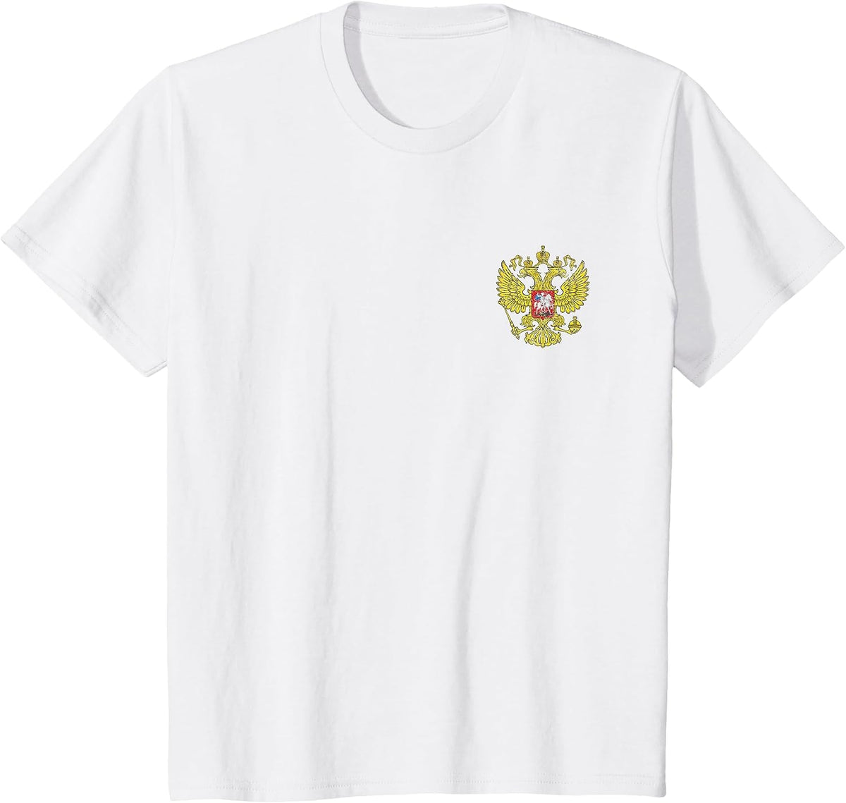 Russia Coat of ARMS Double Headed Eagle Flag Moscow T-Shirt - White