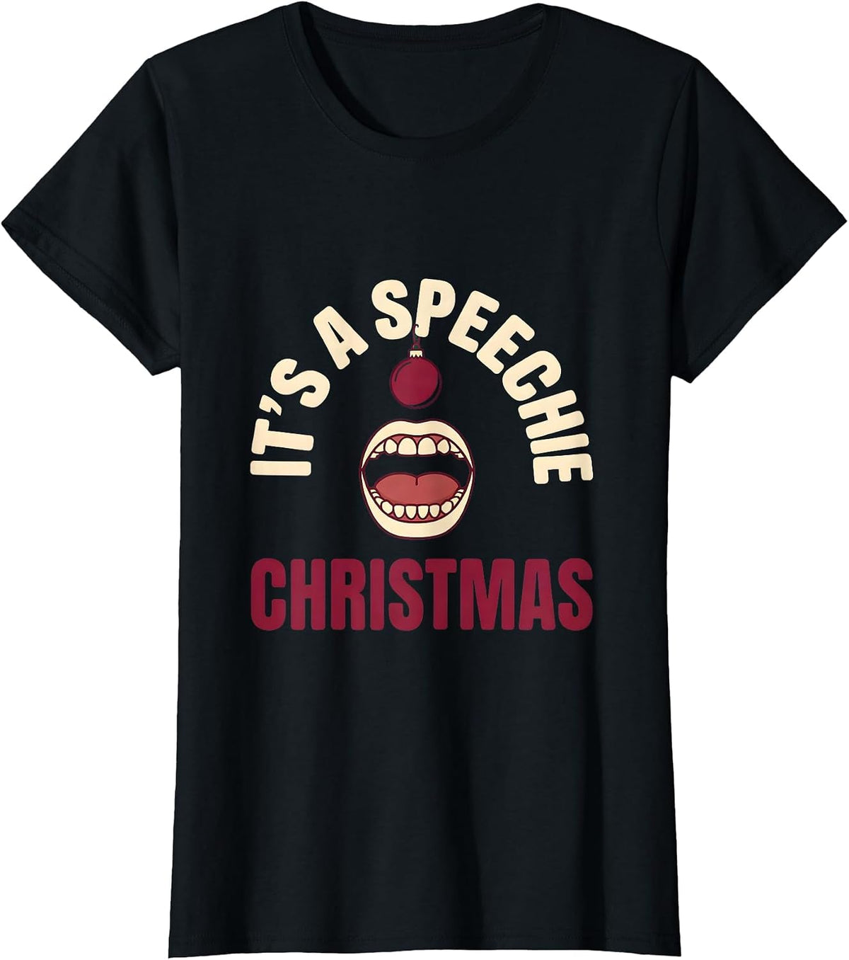 Women's It's a Speechie Christmas Funny SLP Speech Therapist Holiday T-Shirt - Black