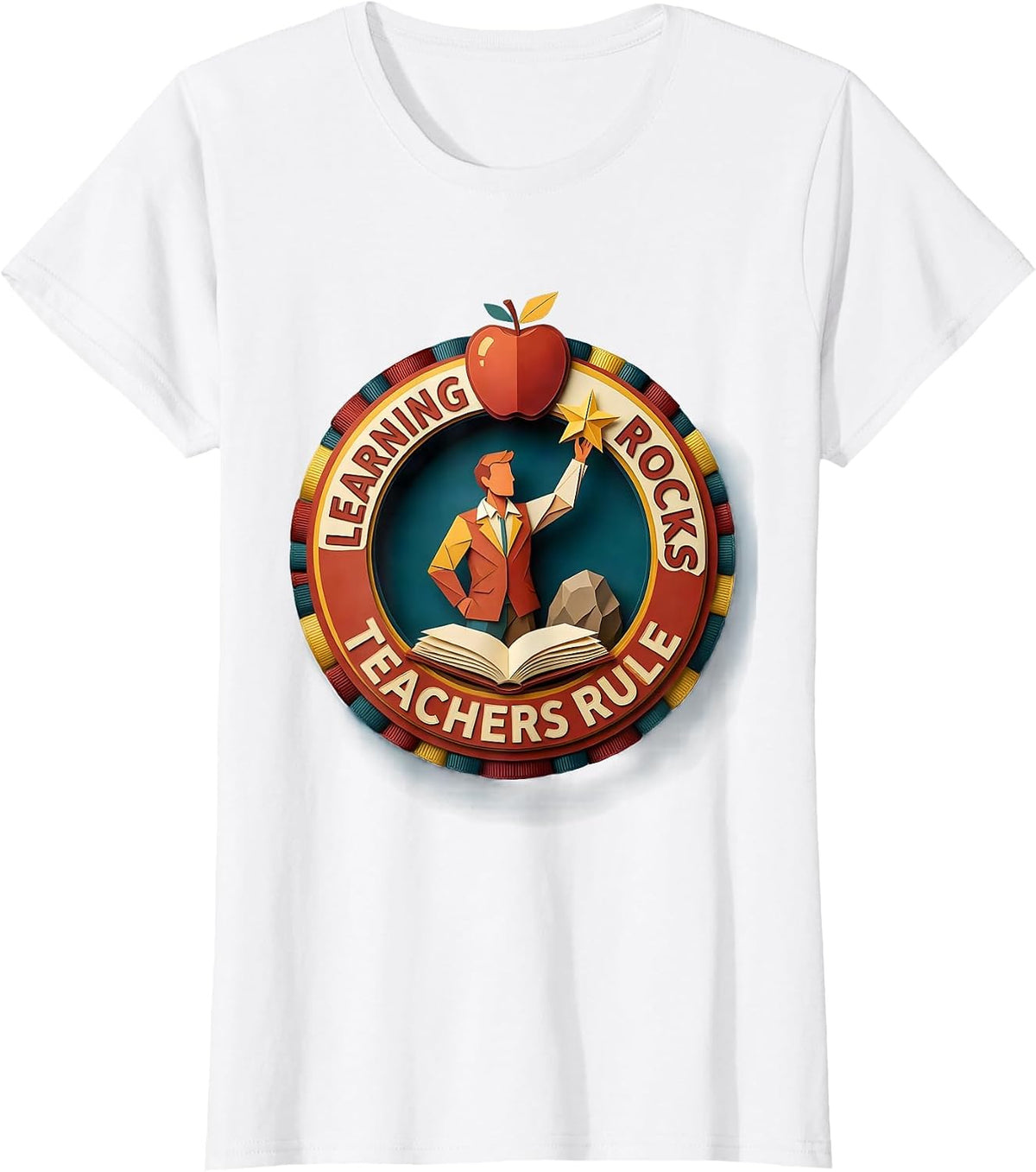 Learning Rocks Teachers Rule Labor Day Design T-Shirt - White