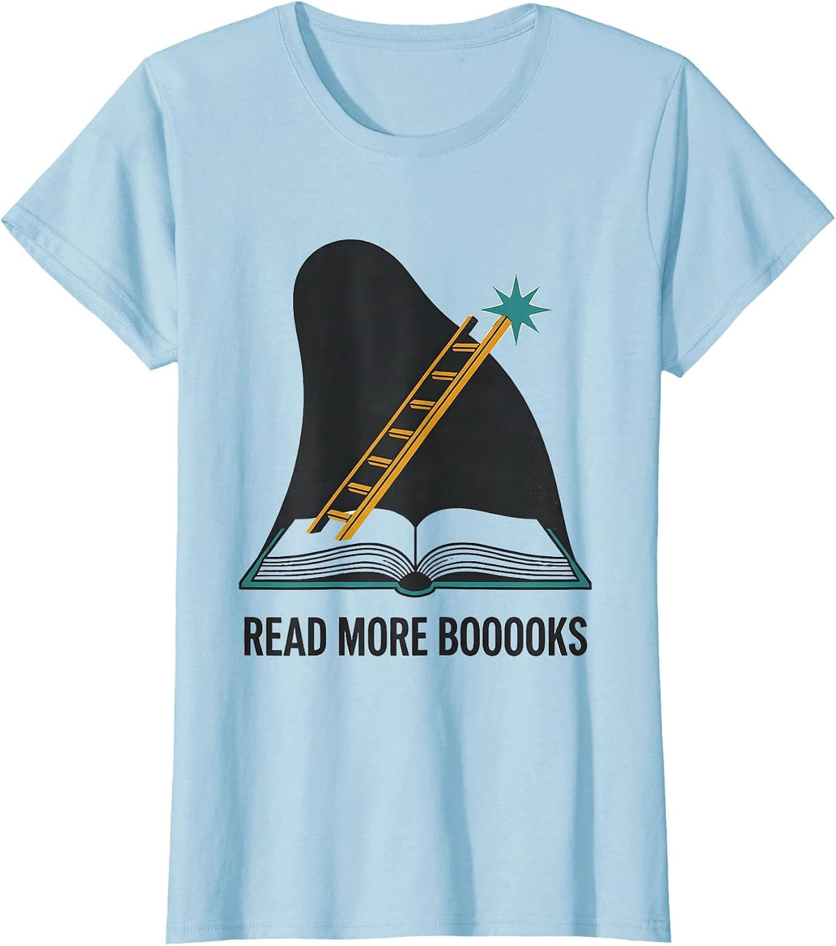 Read More Booooks Midcentury Modern Ghost Book Lover T-Shirt - Baby Blue