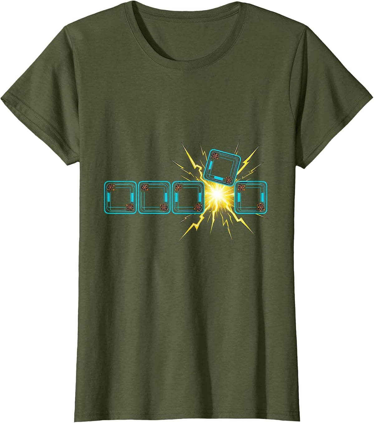 Women's Periodic Table Element Cards Nerdy Science Humor T-Shirt - Olive Green