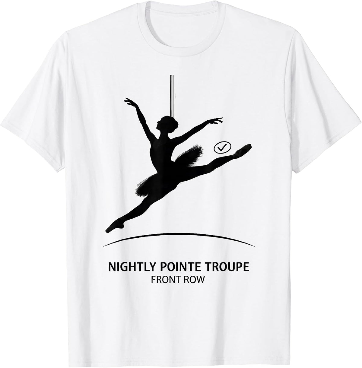 Men's Nightly Pointe Troupe Front Row Skeleton Ballerina Halloween T-Shirt - White