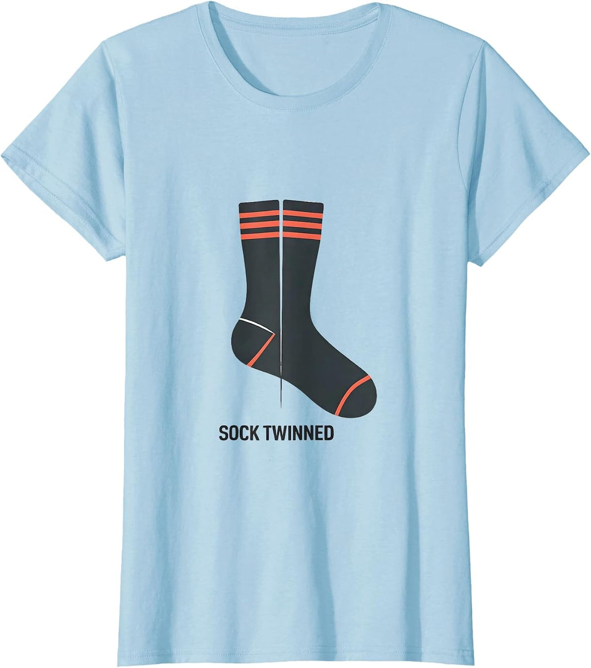 Sock Twinned Minimalist Twin Day Spirit Week Matching T-Shirt - Baby Blue