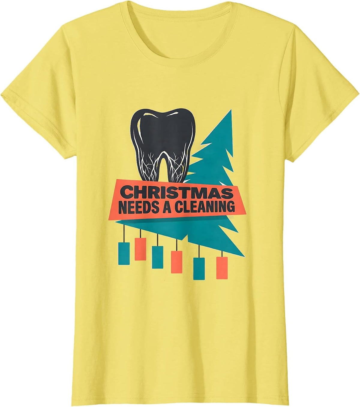 Christmas Needs a Cleaning Midcentury Modern Dental Office T-Shirt - Lemon Yellow