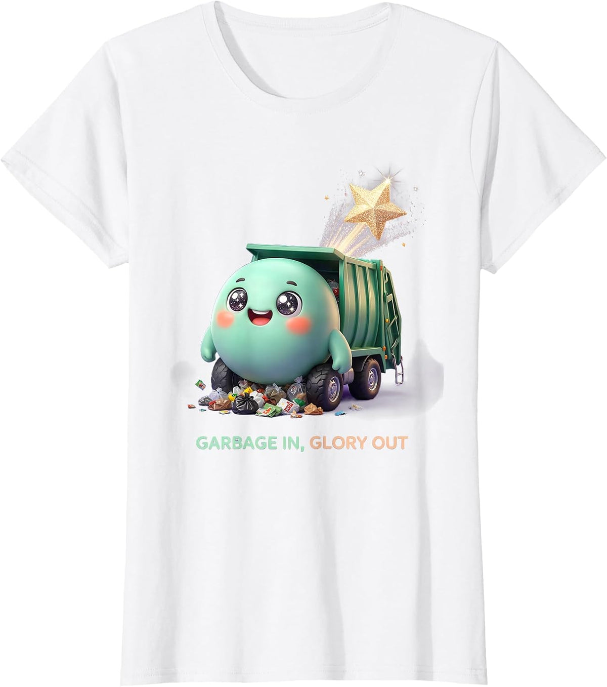 Garbage In Glory Out Trash Truck Design T-Shirt - White