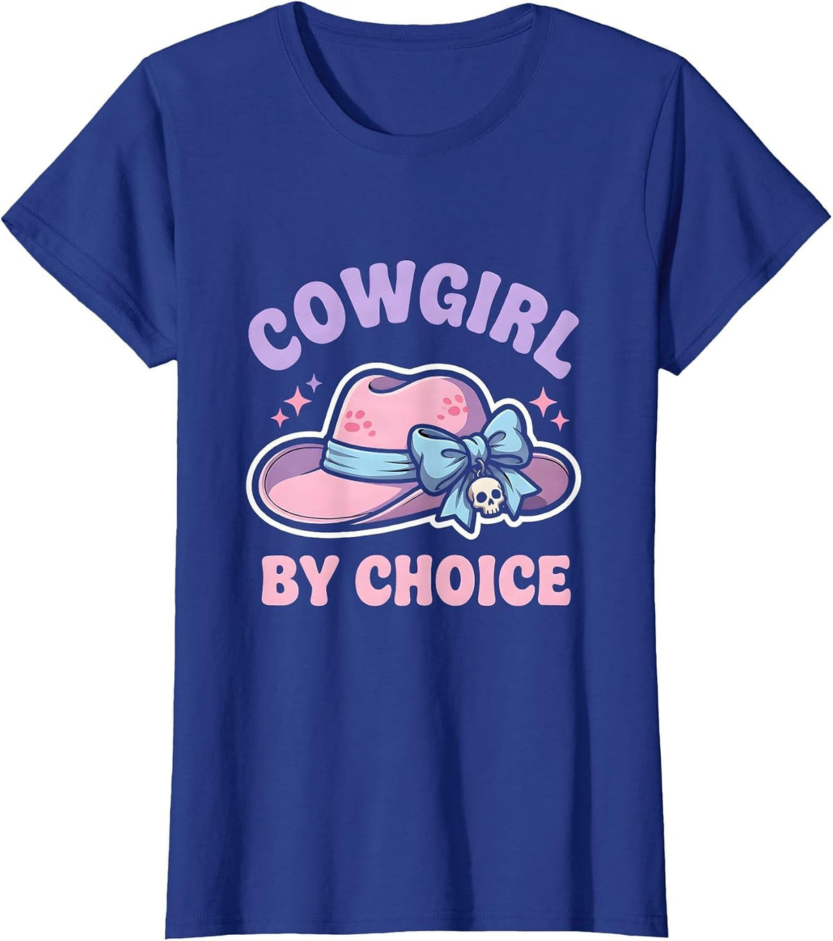 Women's Cowgirl By Choice Western Girls Design T-Shirt - Royal Blue