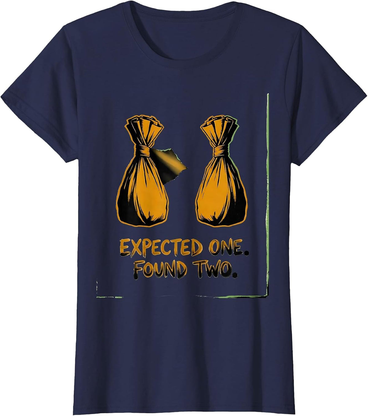 Women's Expected One Found Two Playful Twin Pregnancy Mama T-Shirt - Navy Blue