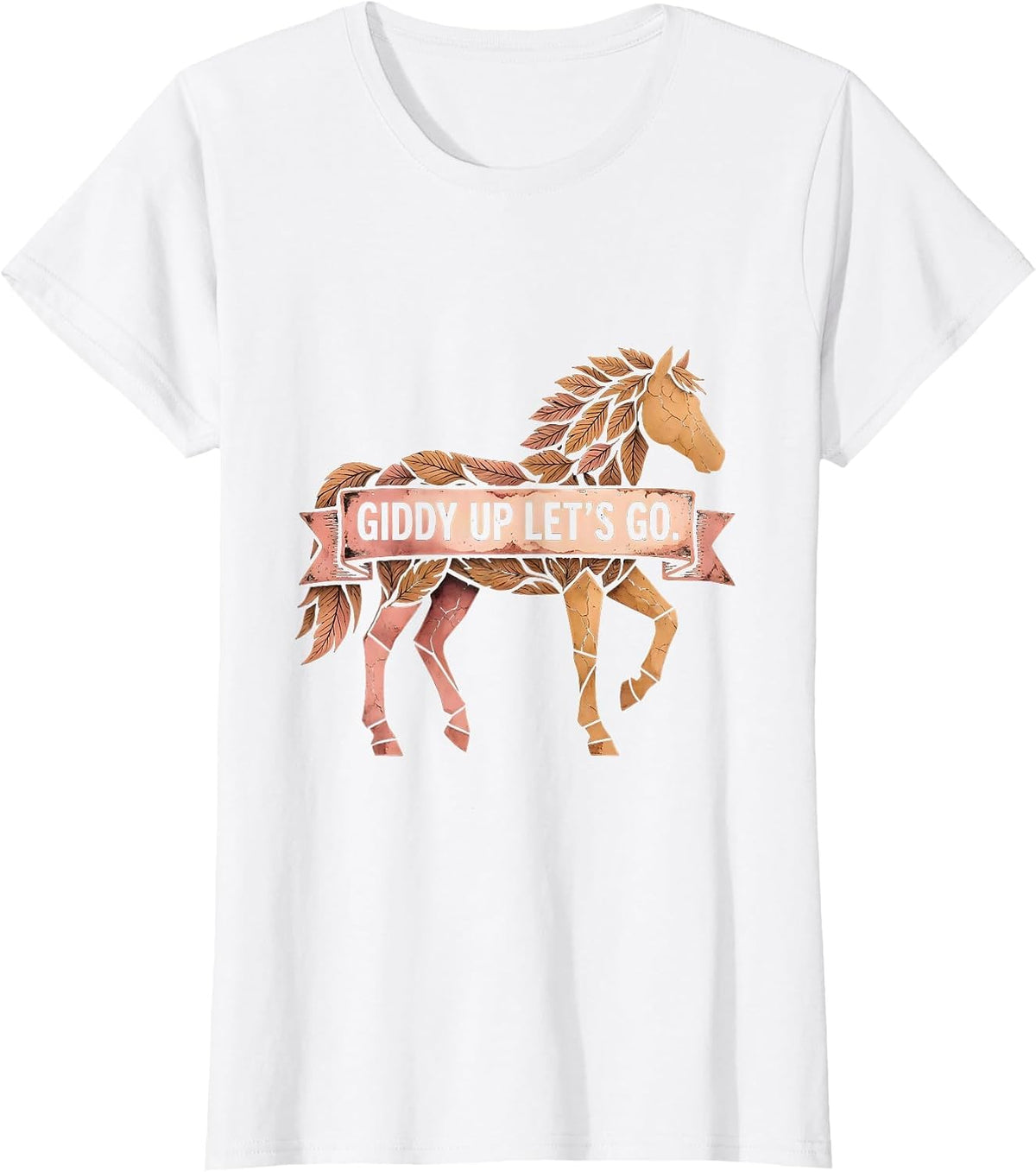 Giddy Up Lets Go Western Cowgirl Design T-Shirt - White