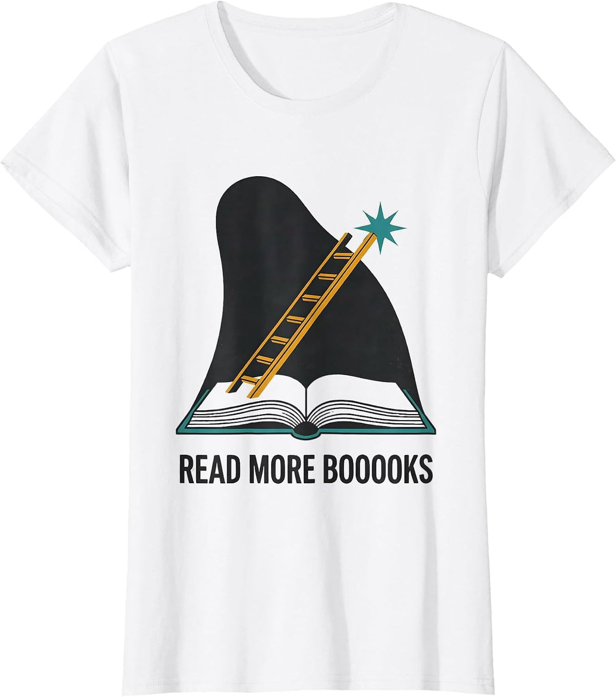 Read More Booooks Midcentury Modern Ghost Book Lover T-Shirt - White