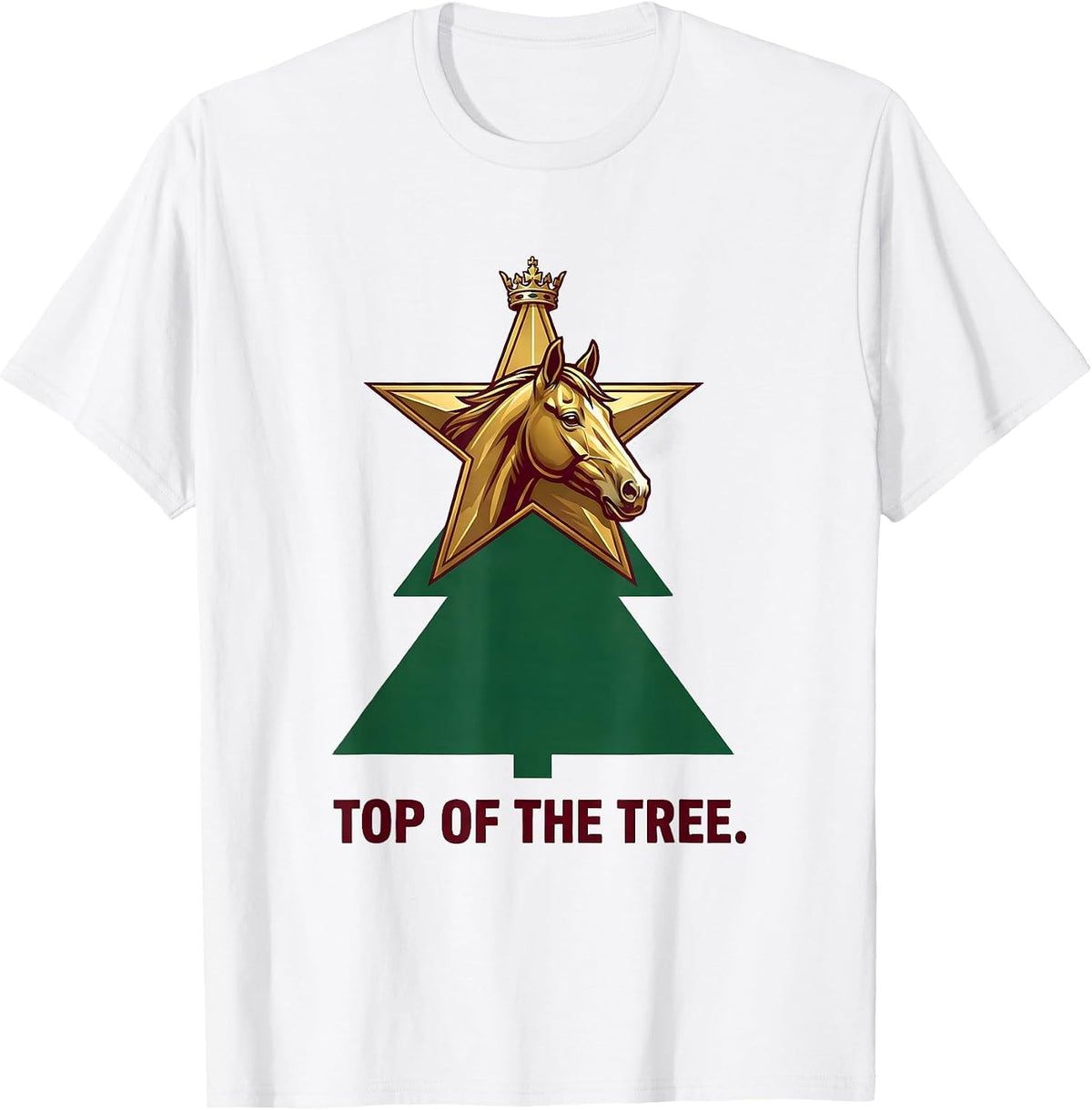 Men's Top Of The Tree Horse Lover Christmas Pajama Humor T-Shirt - White