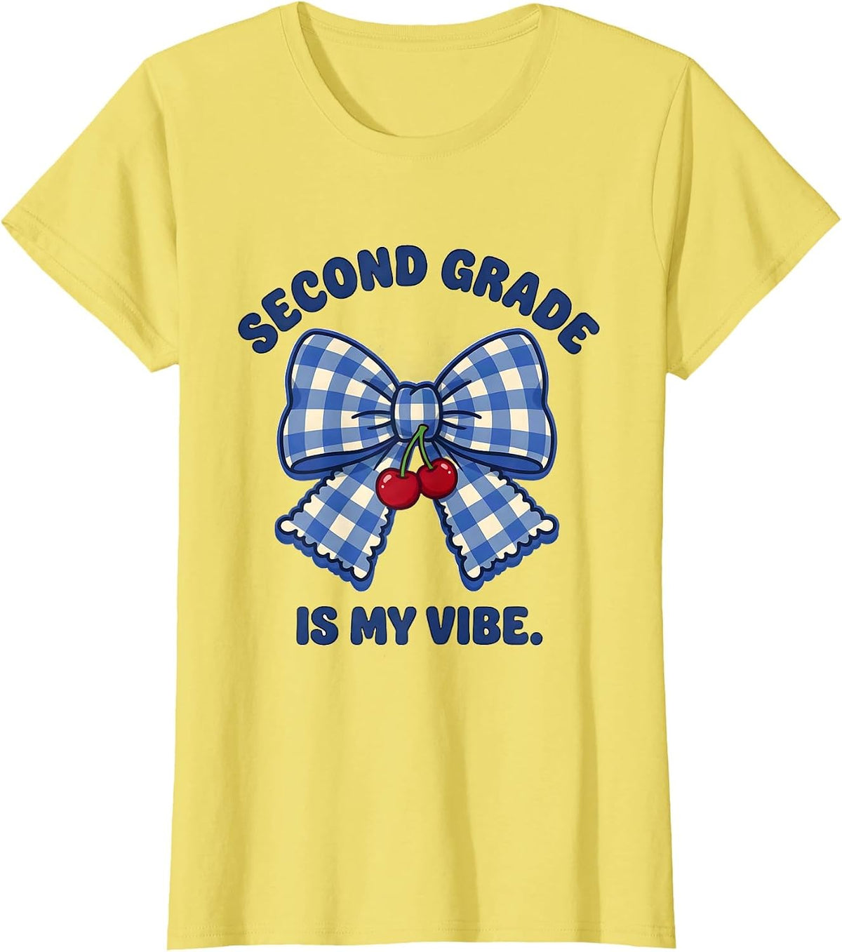 Second Grade Is My Vibe Cute Coquette Bow Back to School T-Shirt - Lemon Yellow