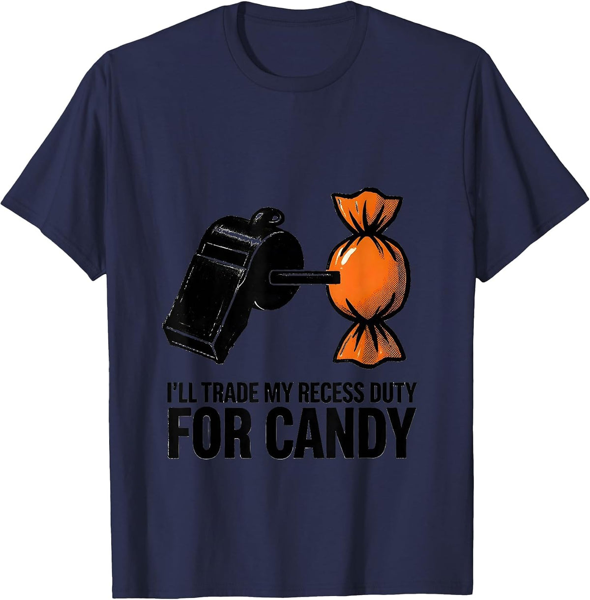 Men's I'll Trade My Recess Duty For Candy Funny Teacher Halloween T-Shirt - Navy Blue