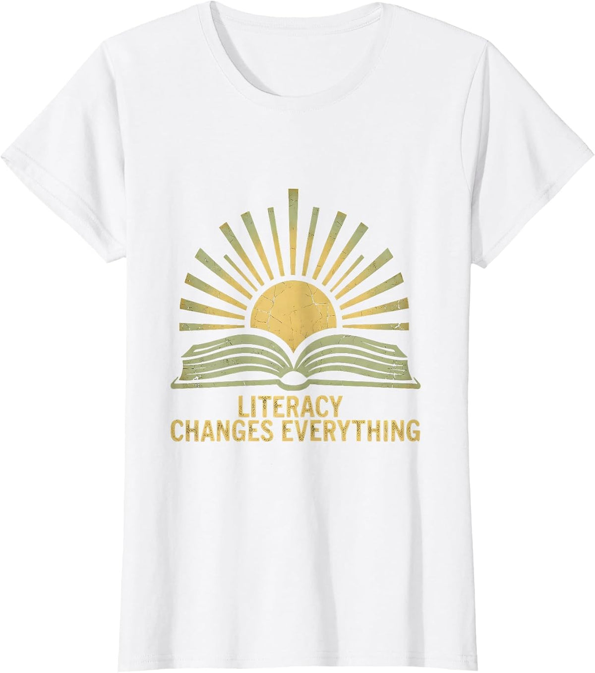 Literacy Changes Everything Reading Teacher Design T-Shirt - White