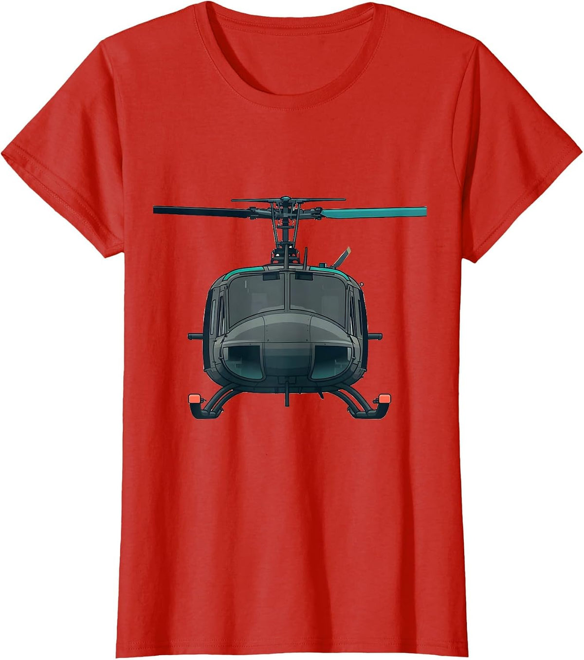 Women's UH-1 Huey Military Helicopter Veteran Pilot Pride T-Shirt - Red